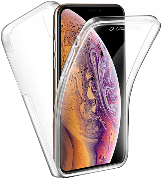 Apple iPhone XS kemény hátlap szilikon előlap 360 ° védelem átlátszó