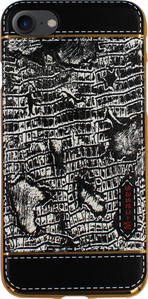 Apple iPhone 7 szilikon tok aligátorbőr mintás fekete/fehér arany kerettel