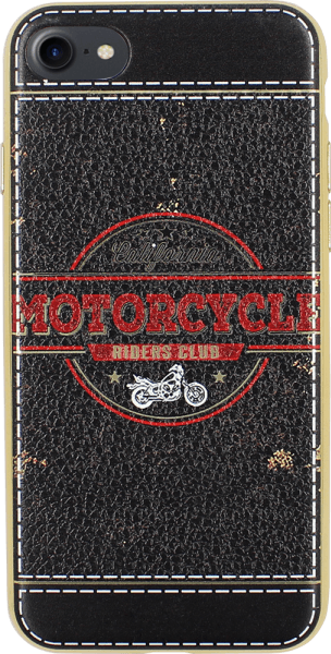 Apple iPhone 7 szilikon tok bőrhatású california motorcycle mintás piros/fekete