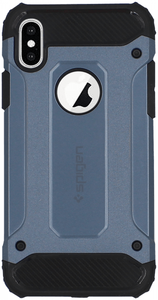 Apple iPhone X ütésálló tok gyári SGP logó kihagyós légpárnás sarkas, hibrid Forcell Armor sötétkék