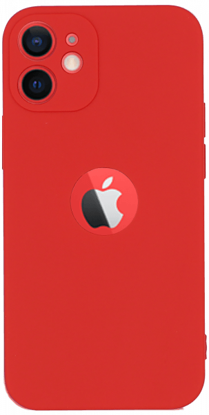 Apple iPhone 12 Mini szilikon tok logó kihagyós kameravédővel matt piros