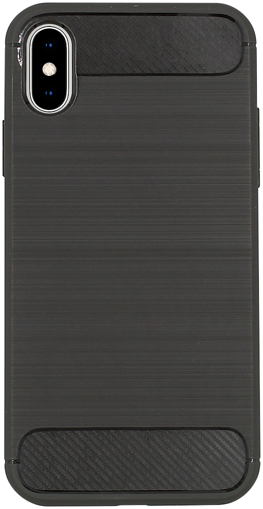 Apple iPhone X ütésálló szilikon tok szálcsiszolt-karbon minta légpárnás sarok szürke