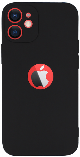Apple iPhone 12 Mini szilikon tok logó kihagyós kameravédővel matt fekete