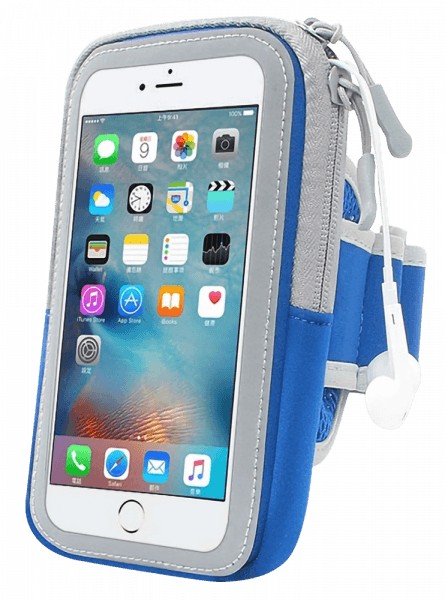 Apple iPhone XS sport tok univerzális, karra rögzíthető cipzáros kék