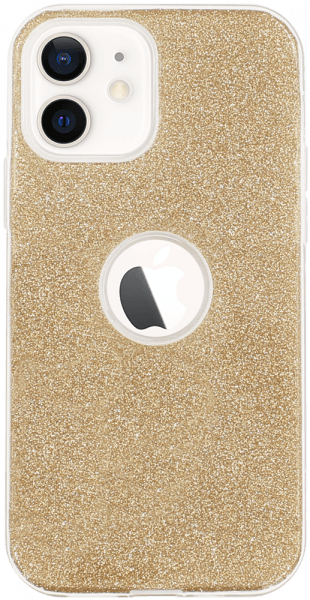 Apple iPhone 12 szilikon tok csillogó hátlap logó kihagyós arany