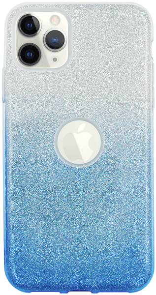 Apple iPhone 11 Pro Max szilikon tok csillogó hátlap logó kihagyós kék/ezüst