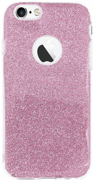 Apple iPhone 6S szilikon tok csillogó hátlap logónál átlátszó rózsaszín