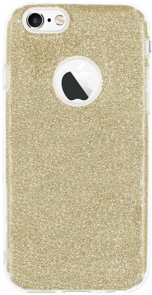 Apple iPhone 6 szilikon tok csillogó hátlap logónál átlátszó arany