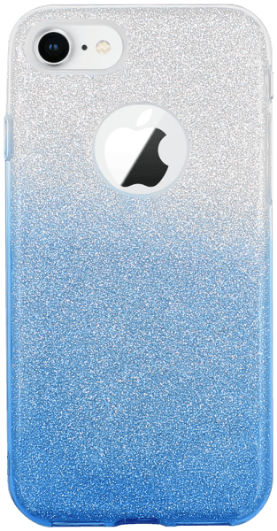 Apple iPhone 8 szilikon tok csillogó hátlap logónál átlátszó kék/ezüst