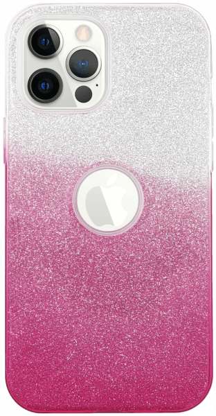 Apple iPhone 12 Pro Max szilikon tok csillogó hátlap logó kihagyós rózsaszín/ezüst