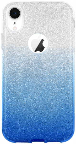 Apple iPhone XS Max szilikon tok csillogó hátlap logónál átlátszó kék/ezüst
