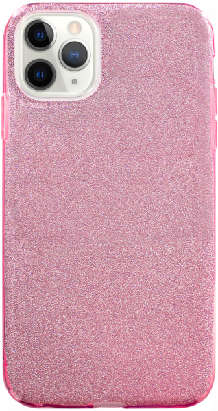 Apple iPhone 11 Pro Max szilikon tok kivehető ezüst csillámporos réteg halvány rózsaszín