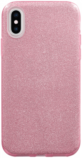 Apple iPhone X szilikon tok kivehető ezüst csillámporos réteg halvány rózsaszín