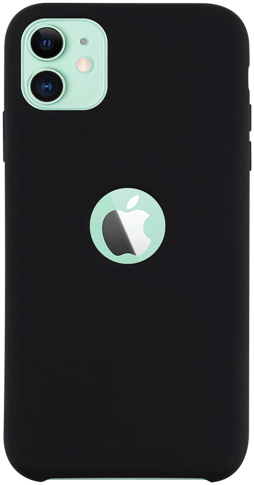 Apple iPhone 11 kemény hátlap logó kihagyós gumírozott fekete