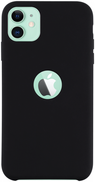 Apple iPhone 11 kemény hátlap logó kihagyós gumírozott fekete