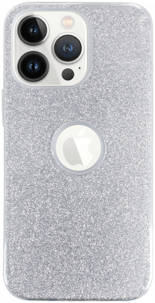 Apple iPhone 13 Pro szilikon tok csillogó hátlap logó kihagyós ezüst