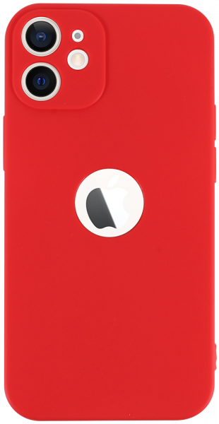 Apple iPhone 12 Mini szilikon tok logó kihagyós kameravédővel matt piros