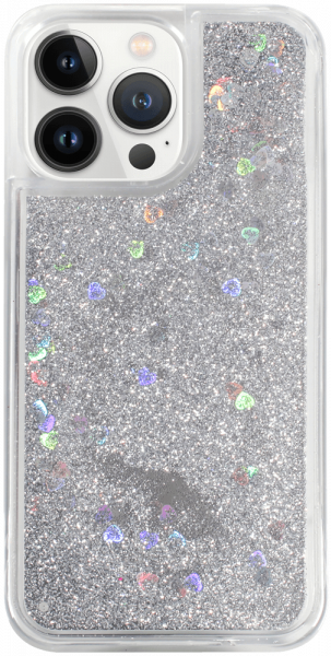 Apple iPhone 13 Pro szilikon tok gyári Liquid Heart ezüst