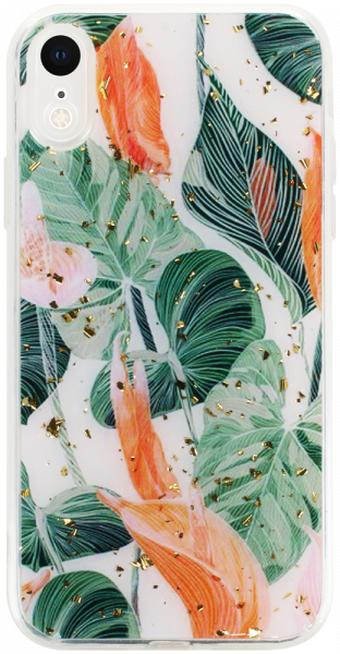 Apple iPhone XR kemény hátlap kameravédővel Gold Glam Flowerbed