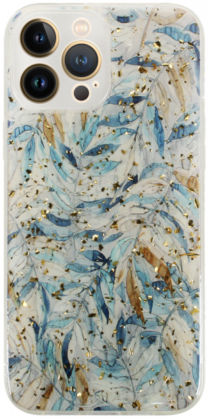 Apple iPhone 13 Pro Max kemény hátlap kameravédővel Gold Glam Boho Leaves