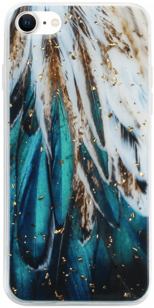 Apple iPhone SE (2022) kemény hátlap Gold Glam Feathers