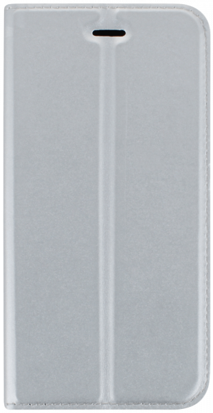 Apple iPhone SE (2022) oldalra nyíló flipes bőrtok elől-hátul mágneses ezüst