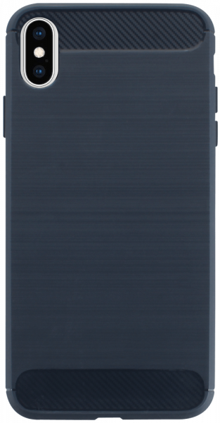 Apple iPhone XS Max ütésálló szilikon tok szálcsiszolt-karbon minta légpárnás sarok sötétkék