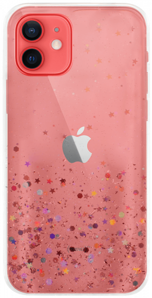 Apple iPhone 12 kemény hátlap szilikon kerettel flitteres átlátszó