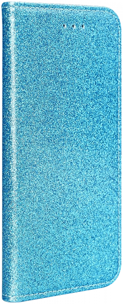 Apple iPhone 12 Mini oldalra nyíló flipes bőrtok csillámos kék