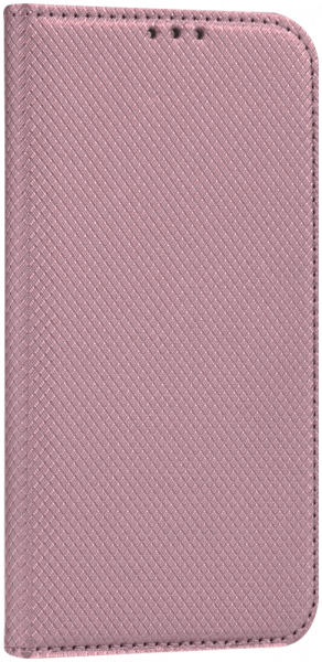 Apple iPhone 14 oldalra nyíló flipes bőrtok rombusz mintás rozéarany