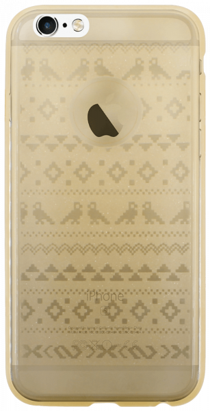 Apple iPhone 6S szilikon tok madár minta logónál átlátszó arany