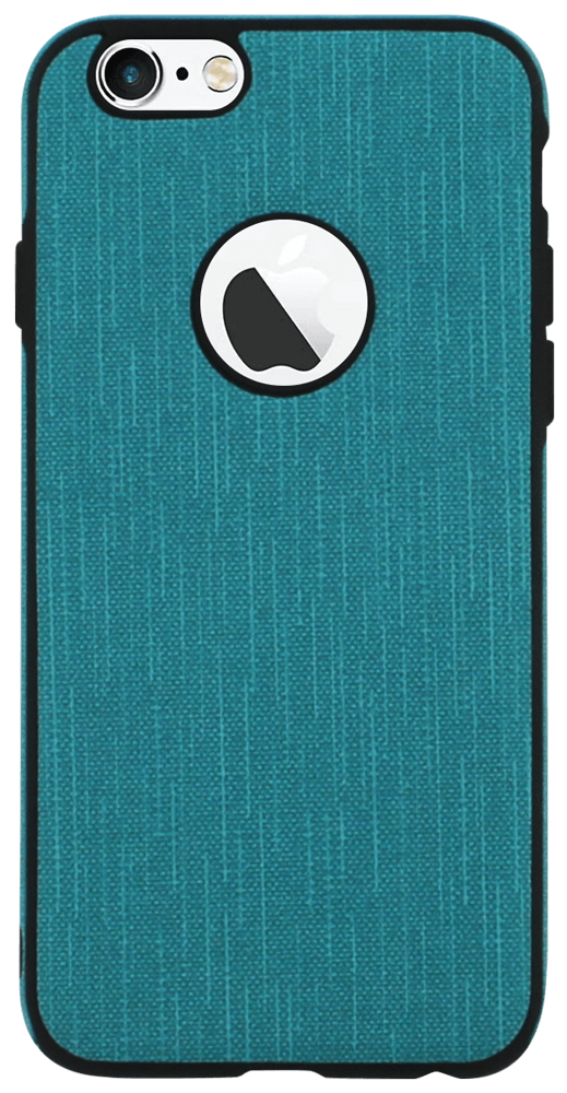Apple iPhone 6S szilikon tok logó kihagyós szövetminta kék