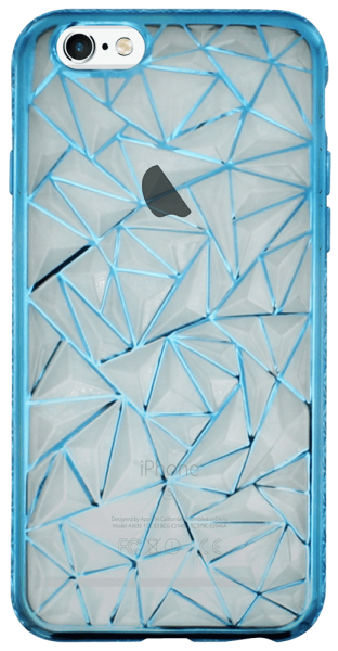 Apple iPhone 6S szilikon tok kék kerettel háromszög minta átlátszó