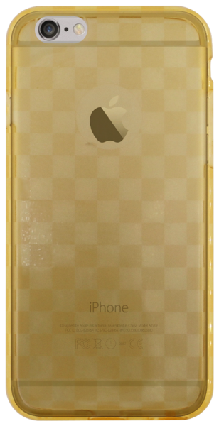 Apple iPhone 6S szilikon tok logónál átlátszó sakktábla minta átlátszó sárga