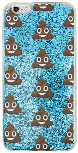 Apple iPhone 6S Plus kemény hátlap emoji mintás, flitteres kék