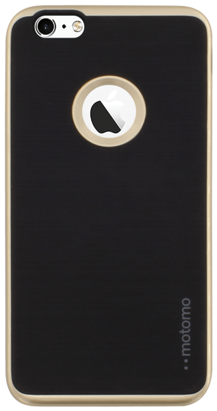 Apple iPhone 6S Plus szilikon tok gyári MOTOMO arany színű műanyag keret logó kihagyós fekete