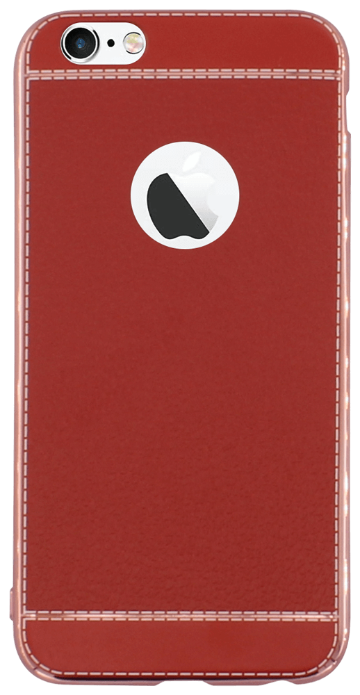 Apple iPhone 6S szilikon tok logónál átlátszó bőrhatású piros