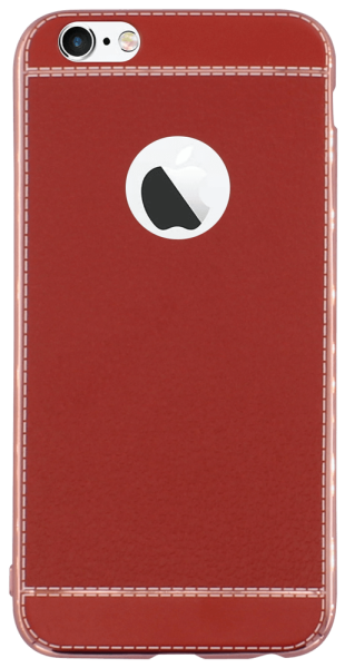 Apple iPhone 6S szilikon tok logónál átlátszó bőrhatású piros