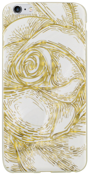 Apple iPhone 6 Plus szilikon tok arany rózsaminta fehér