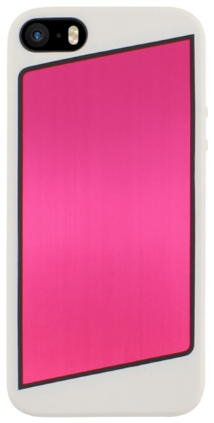 Apple iPhone 5S kemény hátlap középen fémlappal rózsaszín/fehér