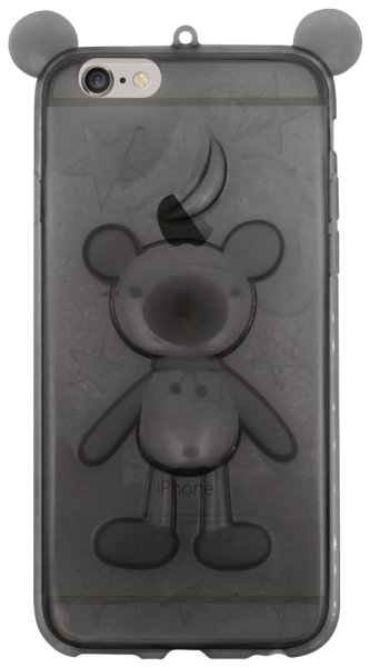 Apple iPhone 6 szilikon tok maci mintás fülekkel füstszínű