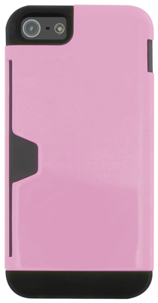 Apple iPhone 5 szilikon tok bankkártya tartó fekete/rózsaszín