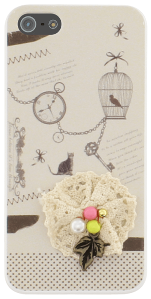 Apple iPhone 5 kemény hátlap csipkével bézs