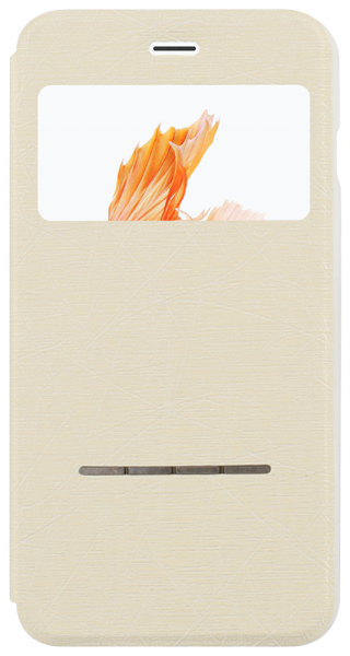 Apple iPhone 6 Plus oldalra nyíló flipes műanyag tok View Window bézs