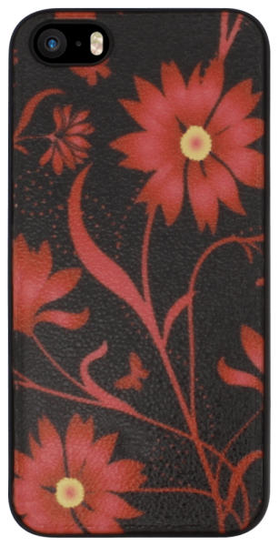 Apple iPhone SE (2016) kemény hátlap virágmintás fekete/piros