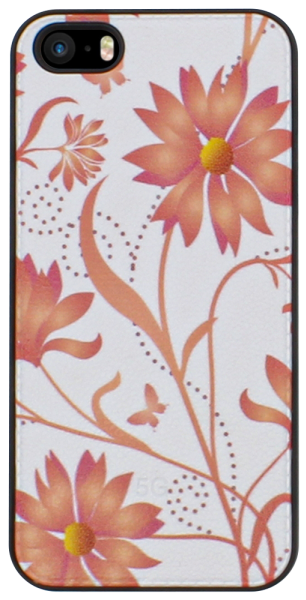 Apple iPhone SE (2016) kemény hátlap virágmintás fehér/piros