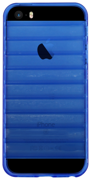 Apple iPhone SE (2016) szilikon tok vízszintes barázdákkal átlátszó kék