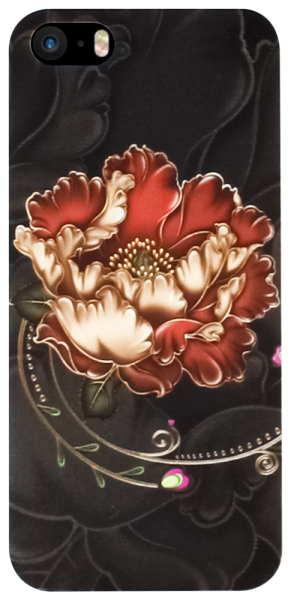 Apple iPhone 5S kemény hátlap virágmintás fekete