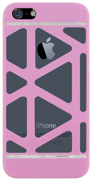Apple iPhone 5 kemény hátlap háromszög kivágásokkal rózsaszín