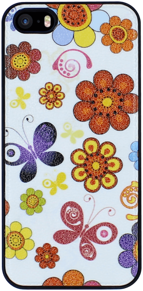 Apple iPhone 5S kemény hátlap virágmintás fehér